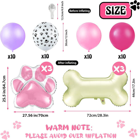 46 Pcs Dog Themed Balloon Decoration Set with Paw Print and Bone Balloons for Birthday Party Supplies