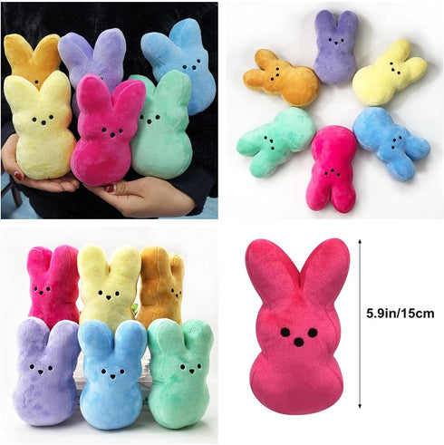 6Pcs Easter Bunny Plush Toys, Cute Animal Bunny Stuffed Dolls for Easter Basket Stuffers for Kids