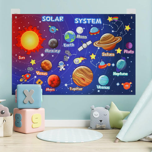 OKOOKO 41PCS Outer Space Felt Board Story Set - 43x29inch Solar System Universe Storytelling with Hooks, Astronaut