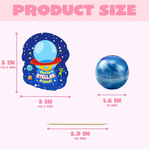 30 JOYIN PCS Valentine Gift Cards with Slime, Galaxy Slime Stress Relief Fidget Toy for Kids Party Favor, Classroom