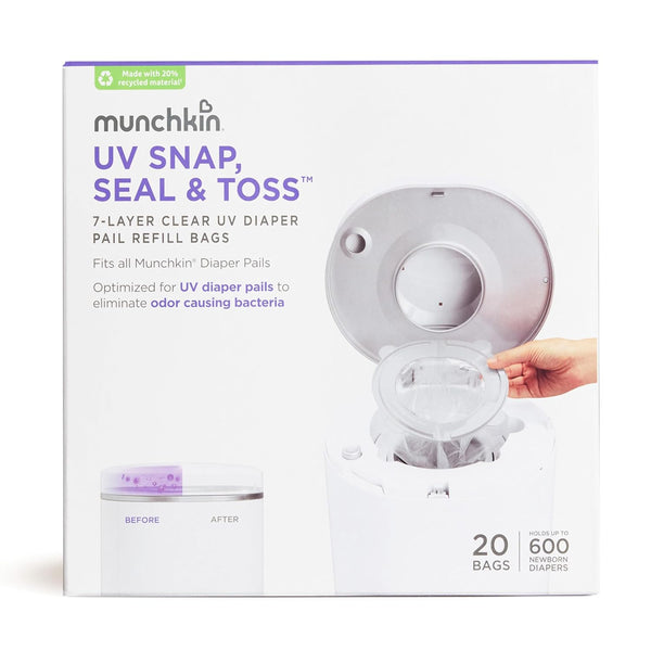 Munchkin UV Snap, Seal & Toss Diaper Pail Refill Bags, Holds up