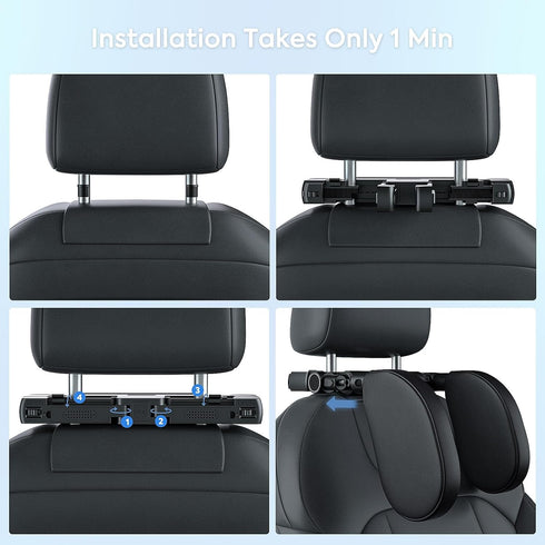 2 QRabbit Adjustable Car Headrest Pillow, U-Shaped Head Support Neck Pillows, Car Travel Sleeping Headrest Pillow