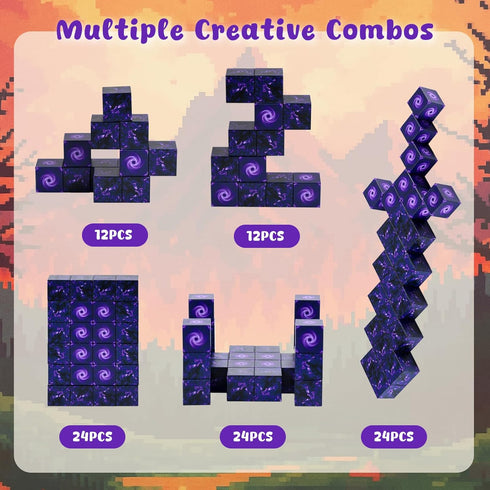3 12PCS Set, otters Magnetic Blocks Portal Adventure Travel STEM Magnet Cubes with Metal Storage Box, Pocket-Sized