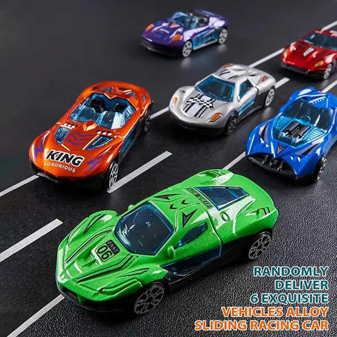 Hot Carrier Transport Truck Toys - 7-in-1 Big Storage Truck with Dual-Racing Track, 6 Die-Cast Cars, Gift for Kids