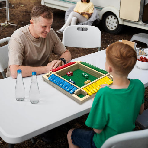 HENNAED 4-Player 8 4+ Shut The Box Game, Wooden dice Game with Dice and Shut-The-Box Instructions for Kids Adults