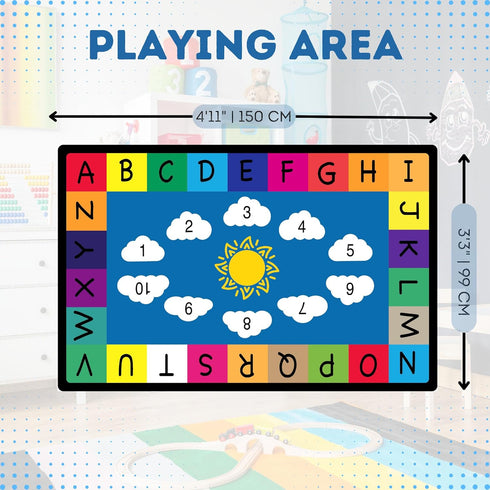 3'3"x4'11" Genki - Kids Rugs for Playroom - ABC Learning Area Rug for Play Room, Classroom, Kindergarten, and Preschool