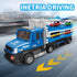 DOWELLIN 6 1 6Pcs 3 4 5 6 7 8-Blue in Transport Truck Toys for Kids, Police Trucks Carrier Cars with Metal Race Car