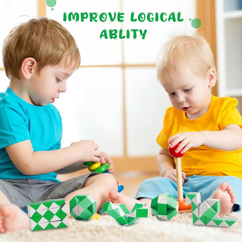 60 Pack 24 Favors(Green,60) Blocks Fidget Snake Cube Mini Twist Puzzle Magic Snake Speed Cubes for Stocking Party Gifts