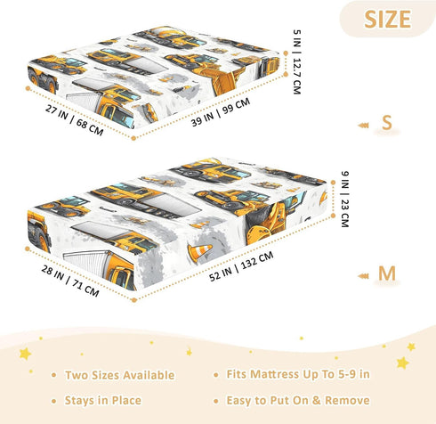 CZXW 52" 28" Construction Vehicles Crib Sheets Fitted x Natural Cotton Soft & Breathable for Baby Crib Mattress