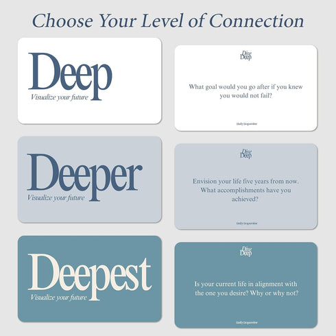 Daily Dopamine Dive Deep Conversation Cards - Get to Know Each-Other Ice-Breaker - Deep & Meaningful Conversations
