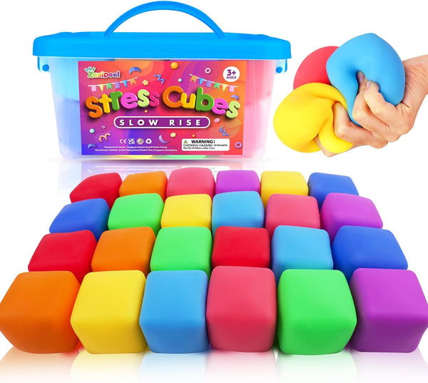 24 Pack Slow Rising Stress Cube, Large Size Dough Stress Balls Fidget