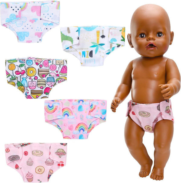 HONLAELLA 5 PCS Baby Doll Diapers Underwear for 12-15 Inch Reborn Baby Dolls,