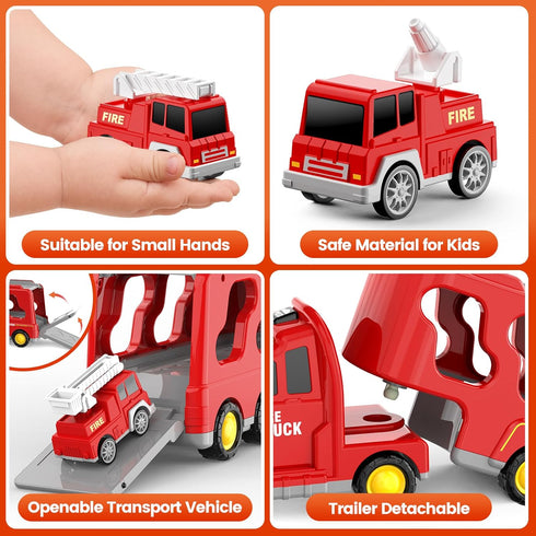 FunMission 3-9 Old5 1 3 4 5 6 7 Toddlers Fire Truck for Kids Year in Friction Power Vehicle Car for Years Old Boys