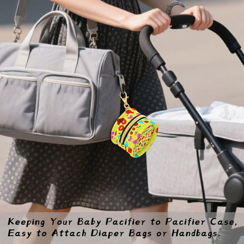 Valentines Pattern Round Pacifier Storage Case with Zipper, Portable Pacifier Case for Travel, Diaper Bag & Purse