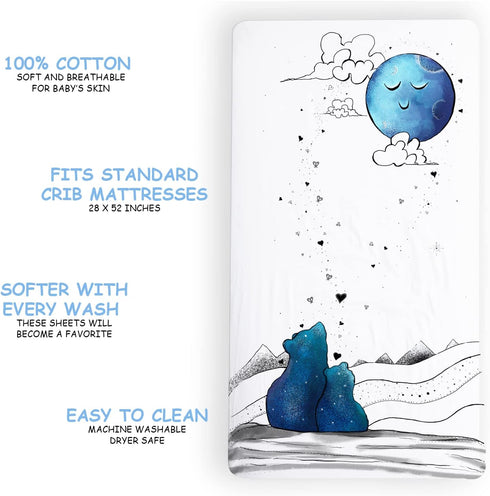 JumpOff Jo Fitted Crib Sheet, Super Soft 100% Cotton for Standard Crib Mattresses and Toddler Beds, 28 in. x 52 in,