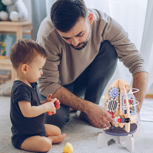1 1st 6-18 Wdmiya Space Wooden Activity Cube Toys for Baby, Montessoritoys for Year Old Boy & Girl Birthday Gifts