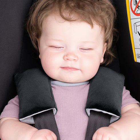 COOLBEBE Car Seat Straps Shoulder Pads for Baby Kids, Super Soft Seat Belt Covers for All Car Seats/Pushchair/Stroller/High Chair(Black/Grey)
