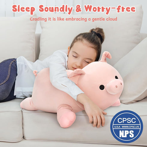 24" MaoGoLan Pink Pig Stuffed Animal Plush Pillow Giant Stuffed Pig Toy, Soft Hugging Piglet Toy for Kid Girl Boy