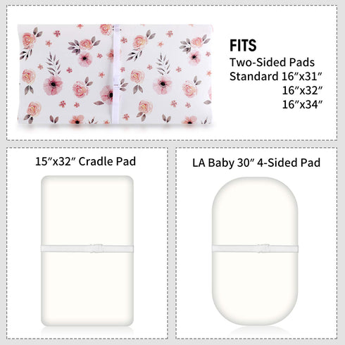 Tyke Bliss Pink Changing Pad Cover for Girls – Super Soft 100% Combed Cotton Jersey Knit Stretchy Floral Covers