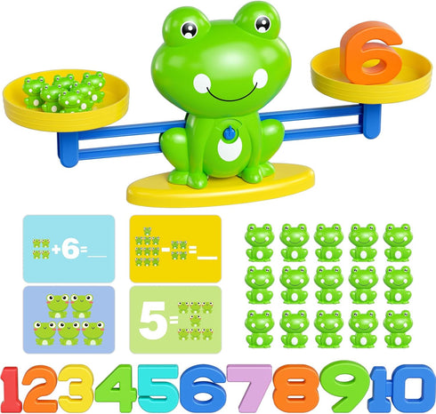 Siwuoke Frog Balance Math Game for Kids, Montessori STEM Counting Toy with 20