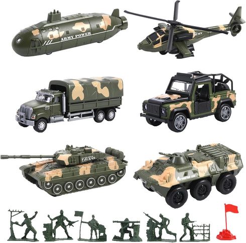 OTONOPI Military Vehicle Set Assorted Army Model Car Helicopter Submarine Tank Armored