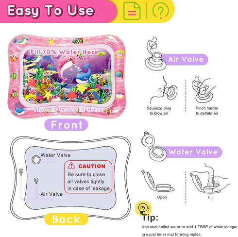 Infinno Tummy Time Water Mat for Babies, Sensory Development Toy for 3-9 Months, Great Gift Idea