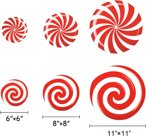 24 PCS Self-Adhesive Peppermint Floor Decals Stickers for Christmas, Valentine's Day Party Decorations