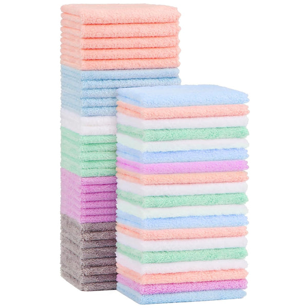 Orighty Baby Washcloths 50-Pack, Microfiber Coral Fleece Baby Face Towels, Soft and