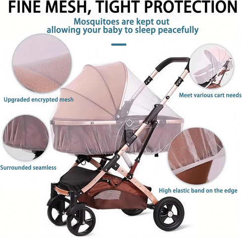 Vakerga 2Pack Pack Baby Mosquito Net for Stroller Durable Mesh Bug Cover with Elastic Edge Bassinets, Cradles