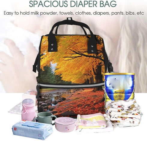 HCBPWVQA Backpack Daypacks Backpack Mommy Fall colors Diaper Bag with Changing Pad and Pacifier Holder, Multifunction