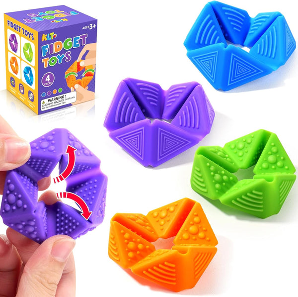 KLT Fidget Sensory Toys for Kids: Quiet Silicone Sensory Flip Cube with