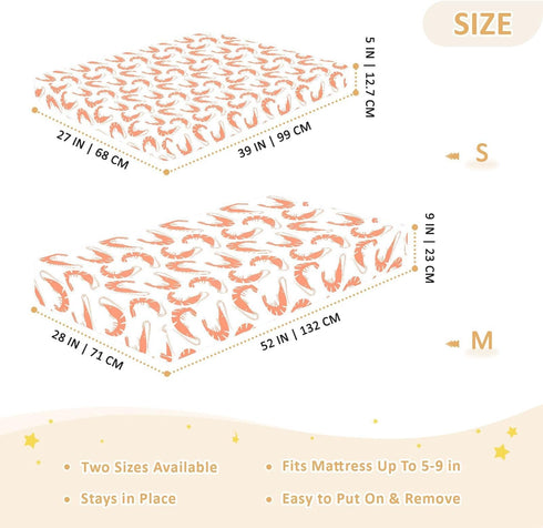 KEIGE Pack 21165117 Shrimp Seafood Fitted Crib Sheet for Girls and Boys,Soft Breathable Cotton N Play Baby Sheet