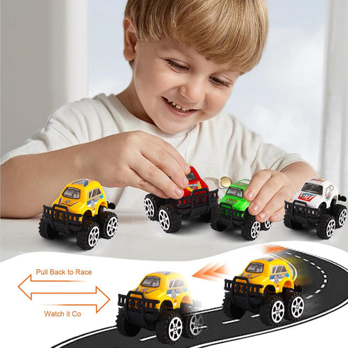 Manmel 12 Pack Pull Back Cars for Kids, Bulk Mini Racing Vehicles Monster Truck Toys Party Favors for Toddlers, Pinata