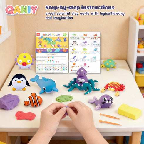Kit,14 Set,Ultra 4 5 6 7 8+ Air Dry Clay for Kids,Modeling Clay Species of Marine Life DIY Molding Clay Art Crafts