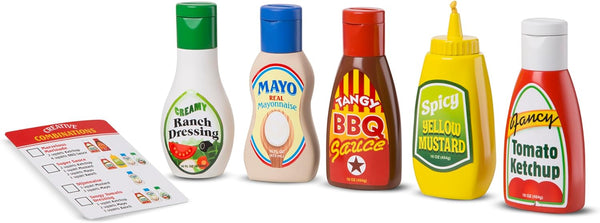Melissa & Doug 5-Piece Favorite Condiments Play Food Set Play Ketchup and