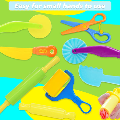 Wxqfumy Set, 9 Dough Tool Pcs Basic Dough Tools Kits for Kids, Dough Accessories Includes Cutters Roller, Rolling Pins