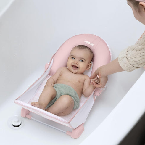 2-Position 2-Position 0-6 20 Ingenuity Foldaway Bather, Adjustable Support Baby Bath seat for Sink or Bathtub, Ages