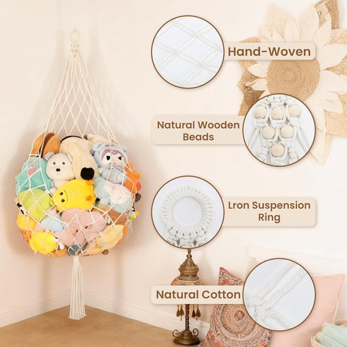 Poefditev Hammock (1 Stuffed Animal Storage Plushie Net Large Stuffed Animal Net Corner for Kids' Wall Room Decor