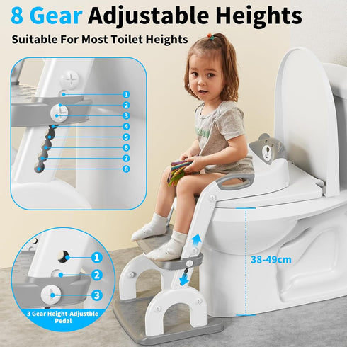 KYYOKE 2 1 Potty Training Toilet, Adjustable Toddler Toilet Seat and Step for Kids, in Toilet Steps for Toddlers,Non