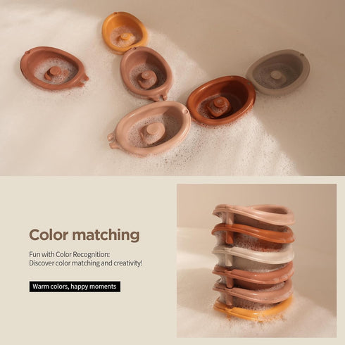 18M+Baby Set 12 Nueplay Bathtub Toys for Toddlers Bath Toys with Animal Finger Puppets Stackable Boat Train Gift