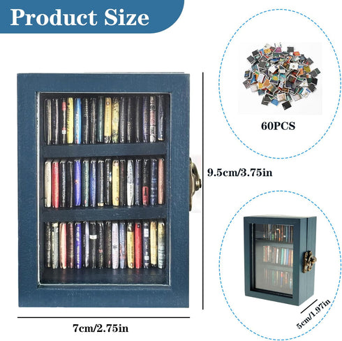 SIHPTO 60pcs Anxiety Mini Bookshelf Ornament Small Bookshelf Miniature Library with Mini BooksDoll House Decor Shake