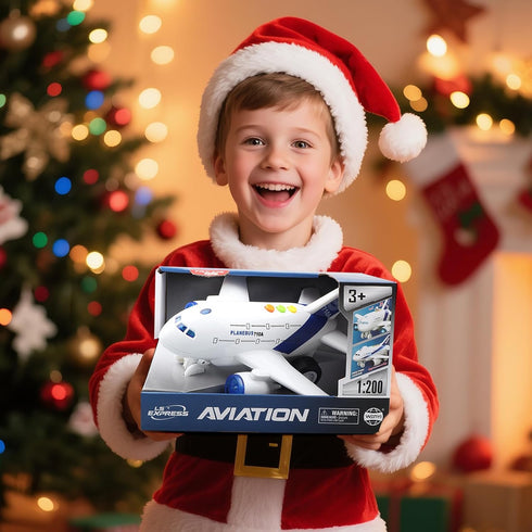1:200 3 4 5 6 7 8 Airplane Toys for Toddlers Friction Powered Toy Plane with Flashing Lights and Sounds for Kids Boys