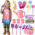 JOI MEW Kids Pink Gardening Tools Set, Garden Toys w/Metal Rake, Shovel,