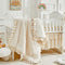3 Pieces Tufted Crib Bedding Set with Ruffle Fringe, Beige Ruffled Comforter