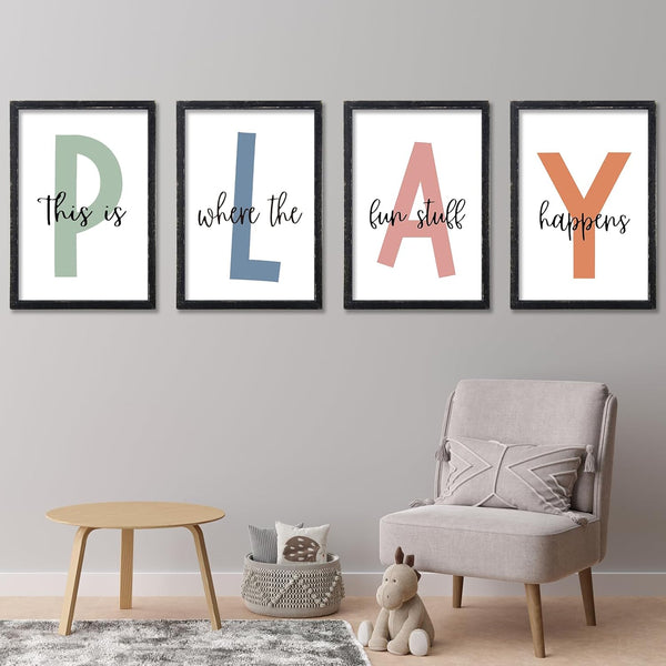 LuZhiQiang Playroom Wall Art Decor This Is Where The Fun Stuff Happens Sign
