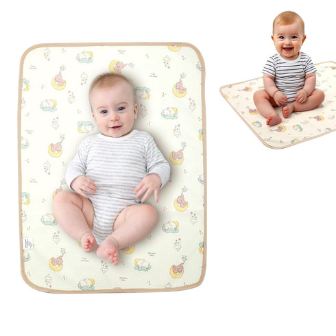 Muslin Diaper Changing Mat, Waterproof Changing Pad for Baby, Leakproof Quick Drying