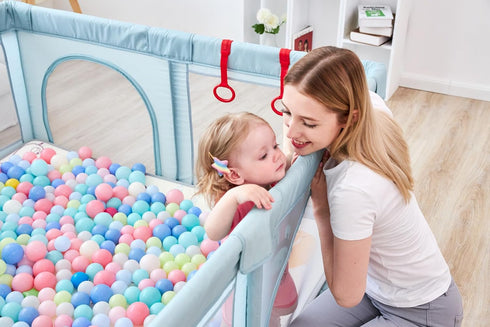 8 PandaEar PCS Baby Pull Up Rings, Toddler Walking Exercise Stand Up for Playpen & Crib, Infant Cot Hanging Rings