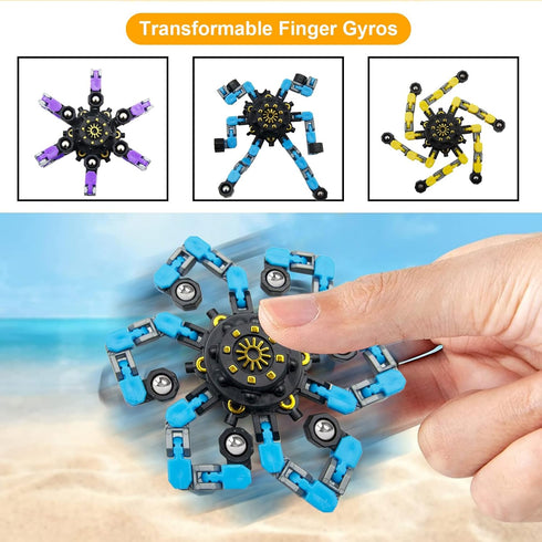Szcuelz 6PC Easter Basket Stuffers Transformable Fidget Spinner for Kids,Deformable Chain DIY Robot Spinner Sensory