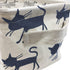 Mziart Small Foldable Canvas Storage Basket with Handles, Cotton Linen Organizer for Nursery & Kids (Blue Cat)