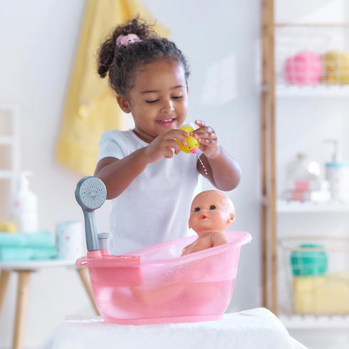 Corolle Baby Doll Bathtub with Shower - Accessory Play Set for 12" & 14" Dolls in Pink